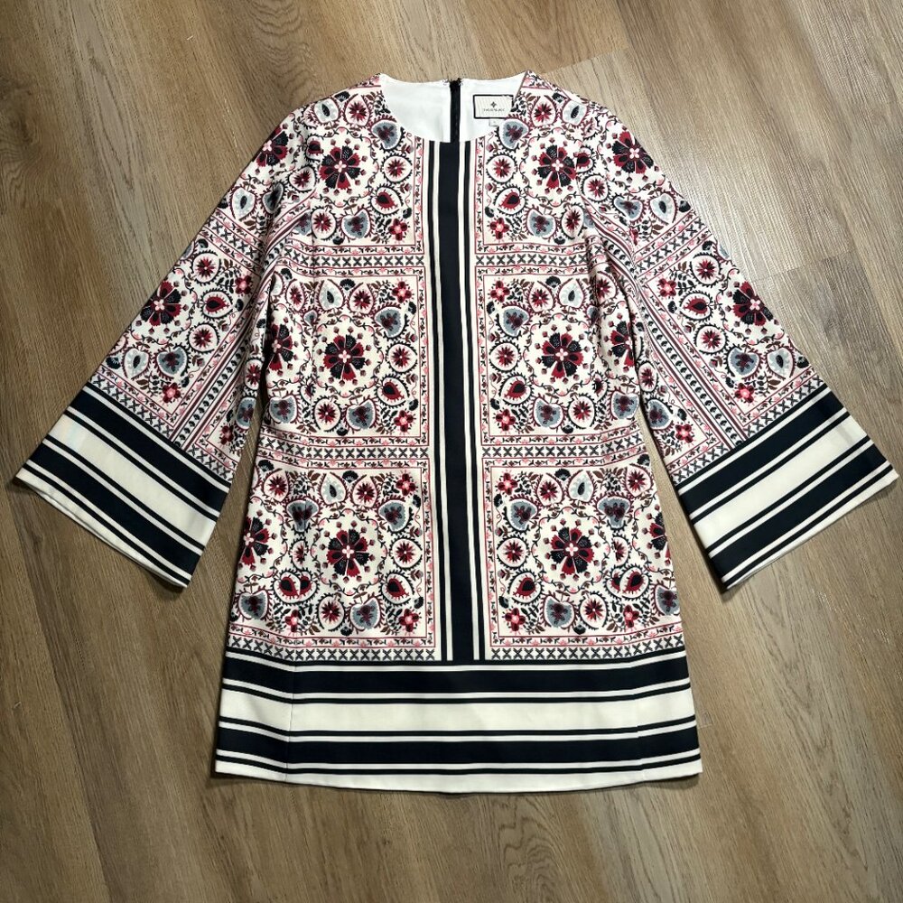 Tuckernuck Patchwork Floral Mini Jamie Dress size S small bell sleeve stripe - Picture 8 of 11
